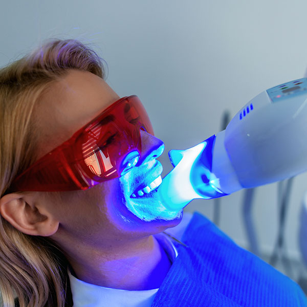 Ultraviolet light procedure at dentist office